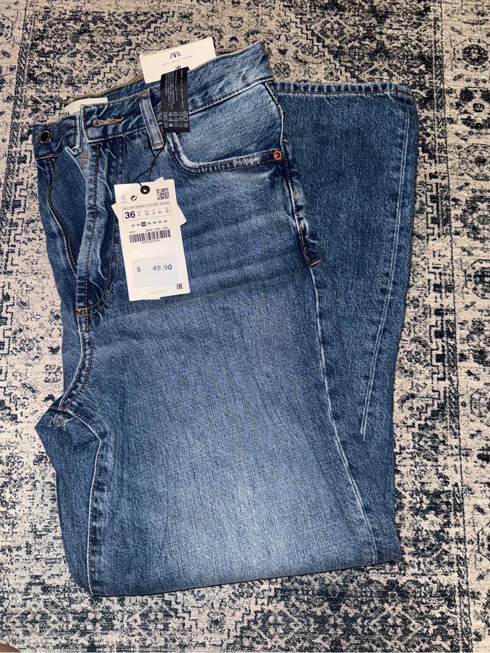 Zara Women's Mid Blue Wide-Leg Jeans